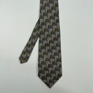 Cocktail Collection Green Geometric Basketweave Silk Necktie Mens One Size